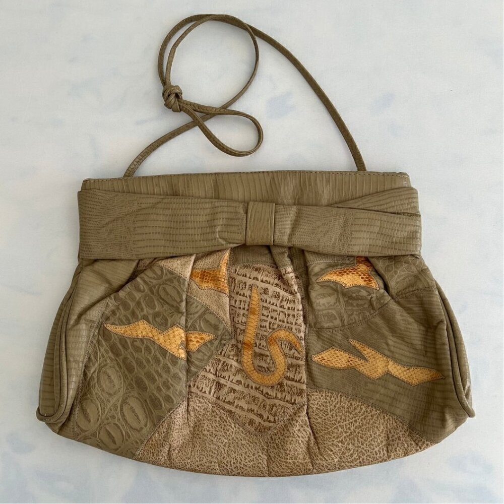 Park Ave Int. Genuine Leather Vintage Made In USA Abstract Clutch Shoulder Bag